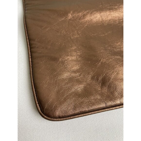 Copper Foldover Vegan Leather Convertible Clutch Purse Metallic Evening - Picture 4 of 9